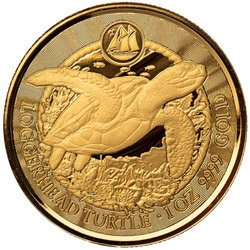 Cayman Islands: Loggerhead Turtle 1 uncja Złota 2023 Prooflike