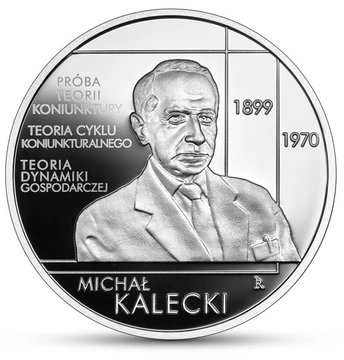 Wielcy Polscy Ekonomiści: Michał Kalecki 10 zł Srebro 2022 Proof