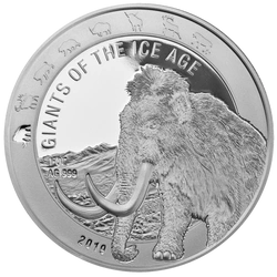 Ghana: Giants of the Ice Age - Mamut Włochaty 1 uncja Srebra 2019