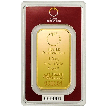 Austrian Mint Sztabka 100 gramów Złota
