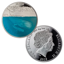 Kaszalot spermacetowy kolorowany 1 uncja Srebra 2018 Proof