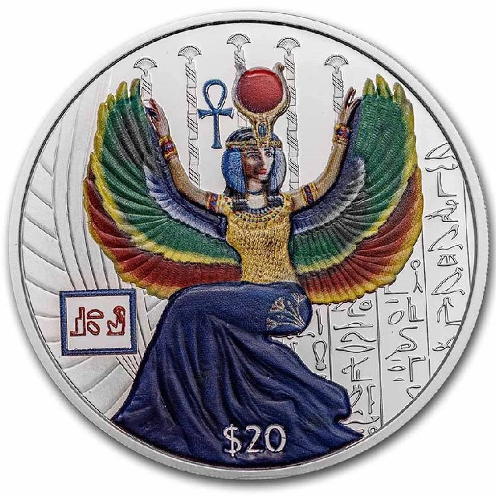 Sierra Leone: Egyptian Gods - Isis kolorowana 2 uncje Srebra 2023 Proof