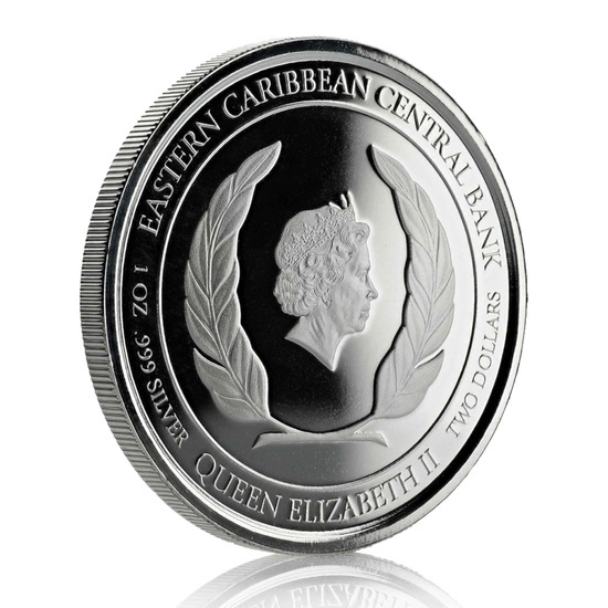 St. Lucia: Flamingo kolorowany 1 oz Silver 2019 Proof