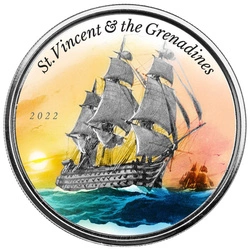 St. Vincent & The Grenadines: War Ship kolorowany 1 uncja Srebra 2022 Proof (Milkspot)