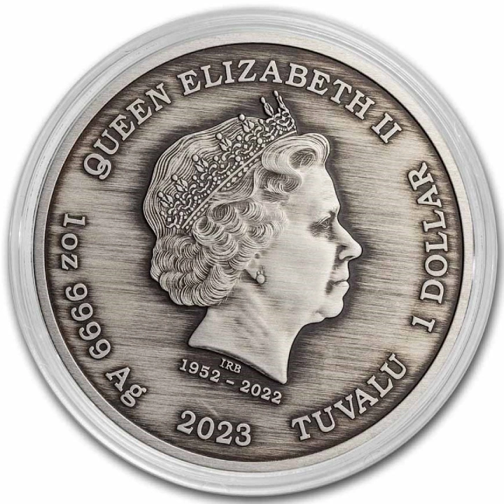 Tuvalu: Black Flag - The Fancy 1 uncja Srebra 2023 Antiqued Coin