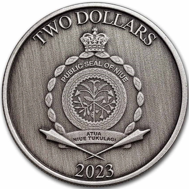 Niue: Heroes of Greek Mythology - Hercules 1 uncja Srebra 2023 Antiqued Coin