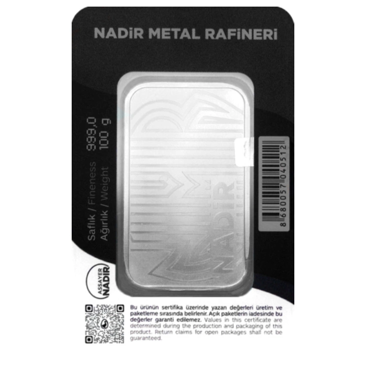 Sztabka Nadir 100 gramów Srebra