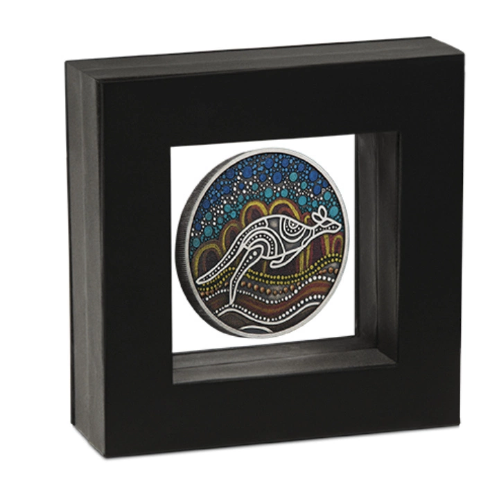 Kangaroo Yongka kolorowany 2 uncje Srebra 2023 Antiqued Coin