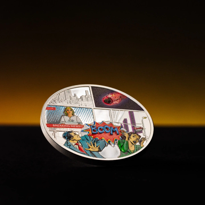 Cook Islands: Meteorite Impacts - Tenham kolorowany 1 uncja Srebra 2023 Proof Ultra High Relief