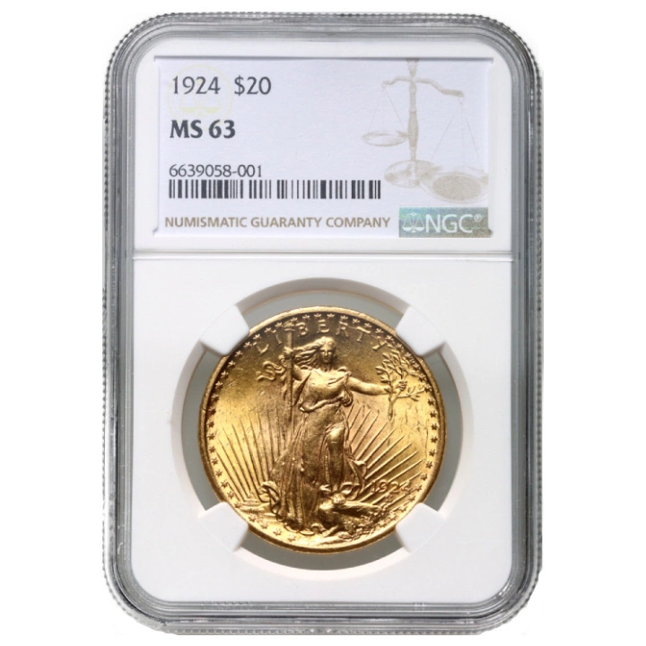 Saint-Gaudens Gold Double Eagle 20 Dollar 1924 NGC MS63