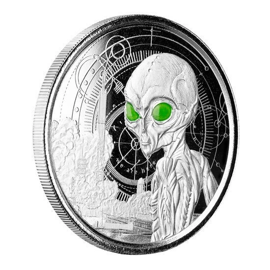 Ghana: Alien kolorowany 1 uncja Srebra 2021 Proof