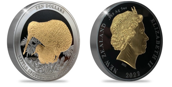 Kiwi 5 uncji Srebra 2022 Black Proof