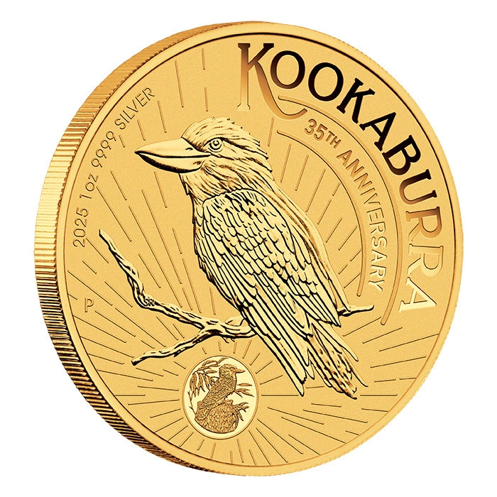 Perth Mint: Kookaburra - 35. Rocznica pozłacany 1 uncja Srebra 2025 (Sydney Money Expo Anda Special)