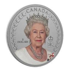 Canada: A Portrait of Queen Elizabeth II kolorowany $5 Srebro 2022 Proof