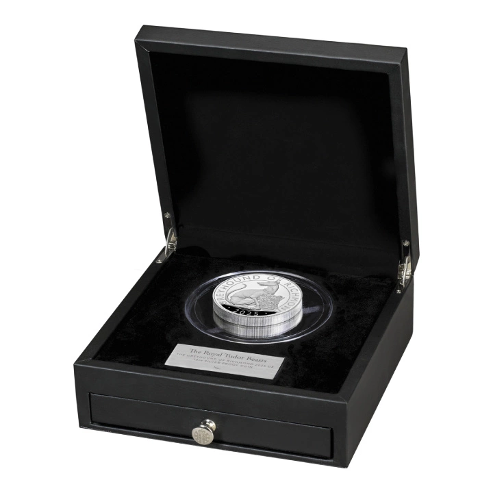 The Royal Tudor Beasts: The Greyhound of Richmond 10 uncji Srebra 2025 Proof