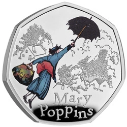 Mary Poppins kolorowana 50p Srebro 2025 Proof 