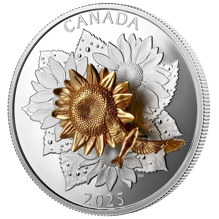 Canada: The Goldfinch and the Bloom pozłacany $50 Srebro 2025 Proof
