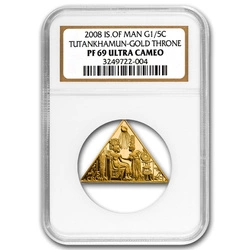 Isle of Man: Tutankhamun - Gold Throne 1/5 uncji Złota 2008 NGC PF69 Ultra Cameo 