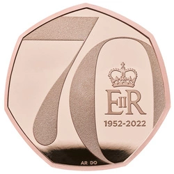 The Platinum Jubilee of Her Majesty The Queen Złoto 50p 2022 Proof