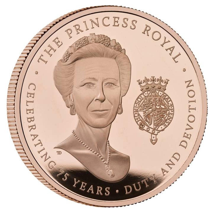 The 75th Birthday of HRH The Princess Royal £5 Złoto 2025 Proof