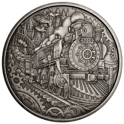 Canada: A Whimsical Tale - Steam Locomotive 3 uncje Srebra 2025 Antiqued Coin