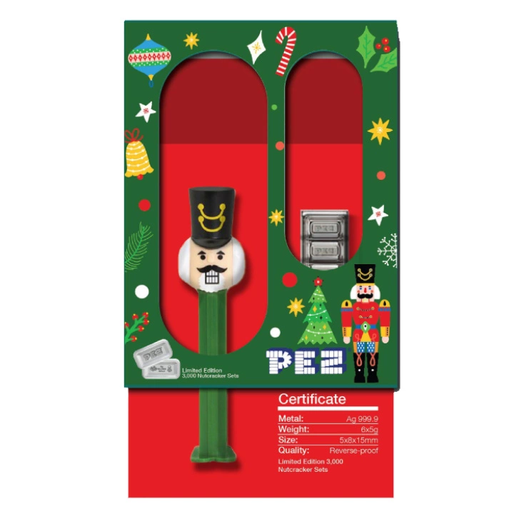 Sztabka Pamp: PEZ Holiday Nutcracker Gift Set 6 x 5 g Srebra 2025 Reverse Proof