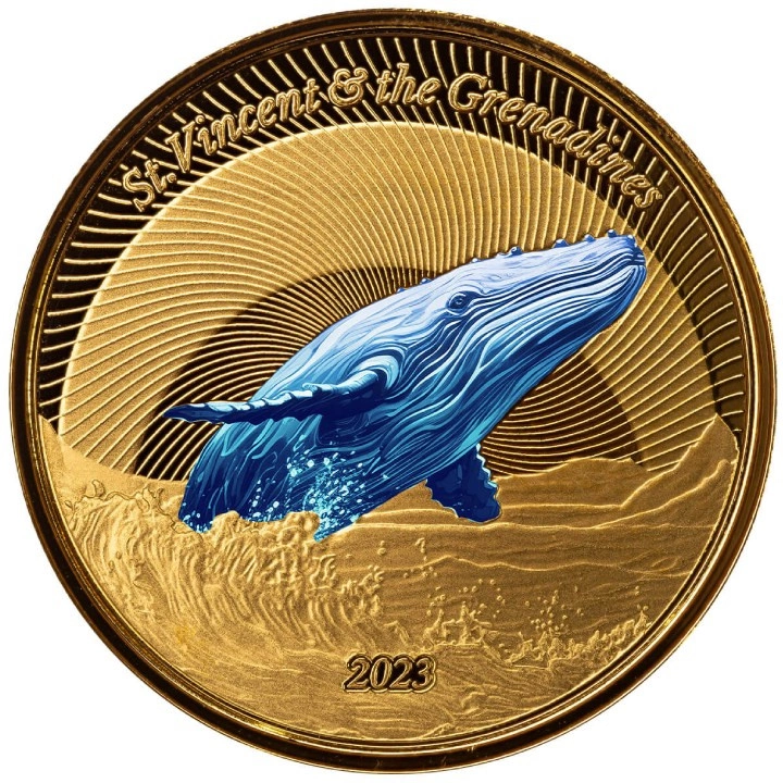 St. Vincent & The Grenadines - Humpback Whale kolorowany 1 uncja Złota 2023 Proof