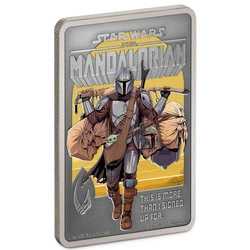 Niue: Star Wars The Mandalorian - The Mandalorian kolorowany 1 uncja Srebra 2022 Antiqued Finish