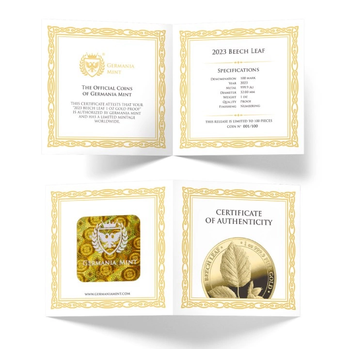 Beech Leaf 1 uncja Złota 2023 Proof