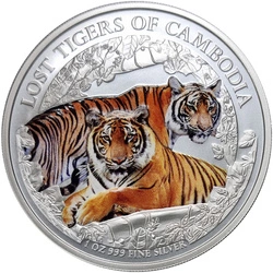 Cambodia: The Lost Tiger of Cambodia kolorowany 1 uncja Srebra 2024
