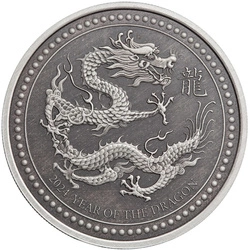 Samoa: Year of the Dragon 1 uncja Srebra 2024 Antiqued Coin (moneta w karcie)