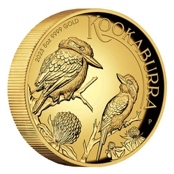 Kookaburra 5 uncji Złota 2023 Proof High Relief