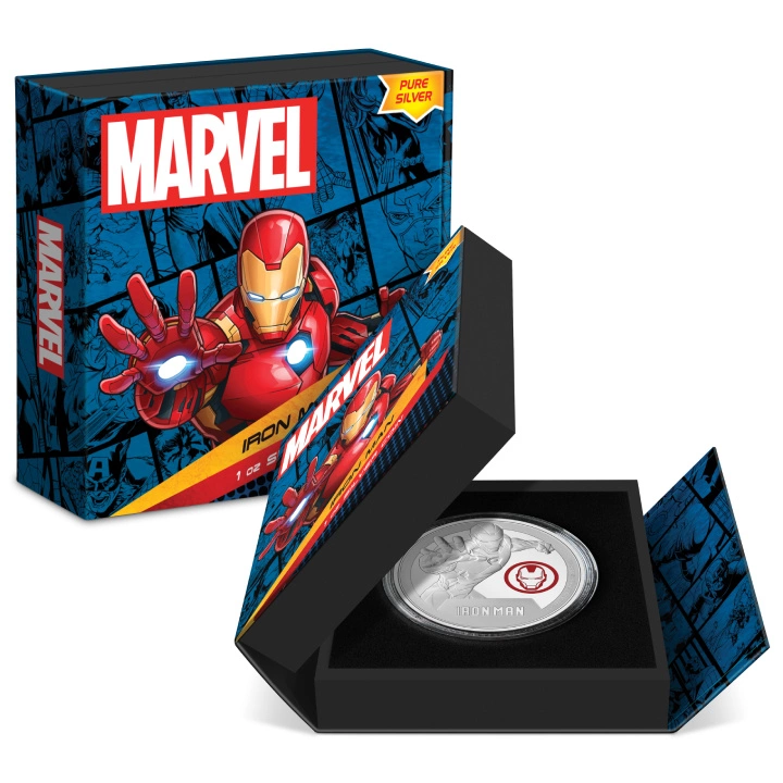 Niue: Marvel - Iron Man kolorowany 1 uncja Srebra 2024 Proof
