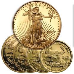 Zestaw 4 monet Amerykański Orzeł Złoto 2007 Proof