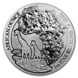 Rwanda: African Ounce - Żyrafa 1 uncja Srebra 2018