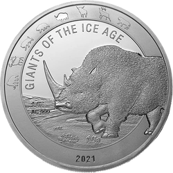 Ghana: Giants of the Ice Age - Nosorożec Włochaty 1 uncja Srebra 2021