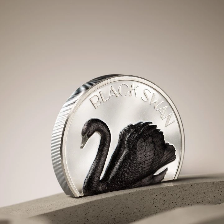 Cook Islands: Black Swan 2 uncje Srebra 2023 Black Proof Ultra High Relief