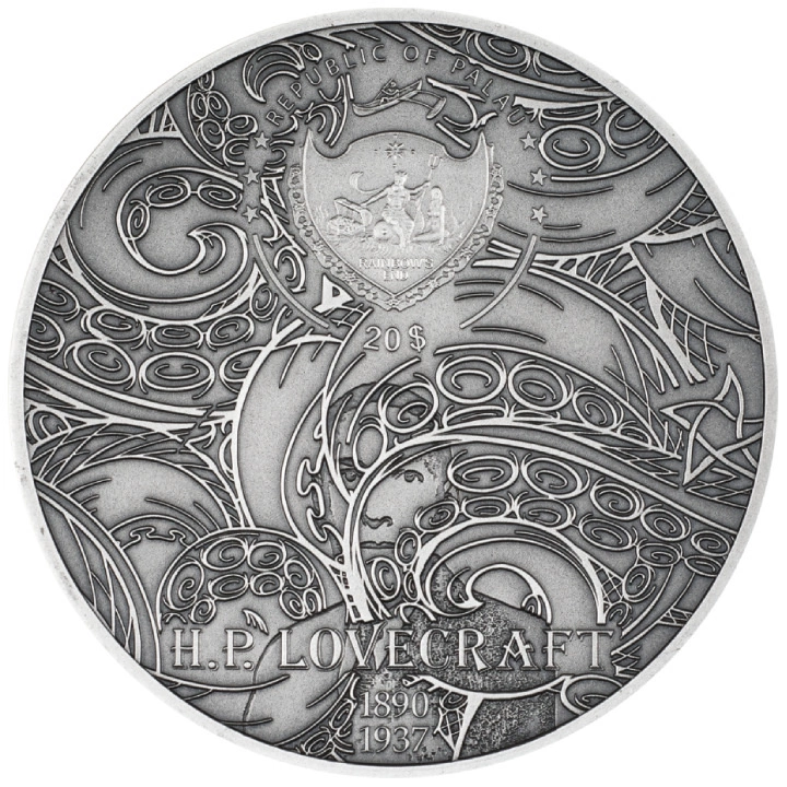 Palau: H.P. Lovecraft - Azathoth kolorowany 3 uncje Srebra 2023 Ultra High Relief Antiqued Coin