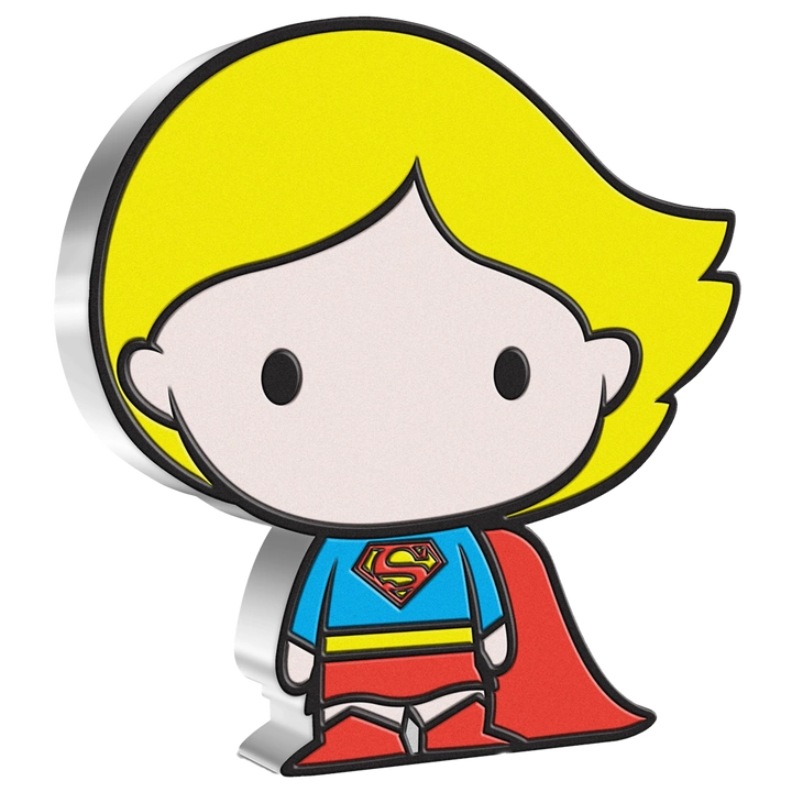 Niue: DC Comics - Supergirl Chibi Coin kolorowany 1 uncja Srebra 2021 Proof