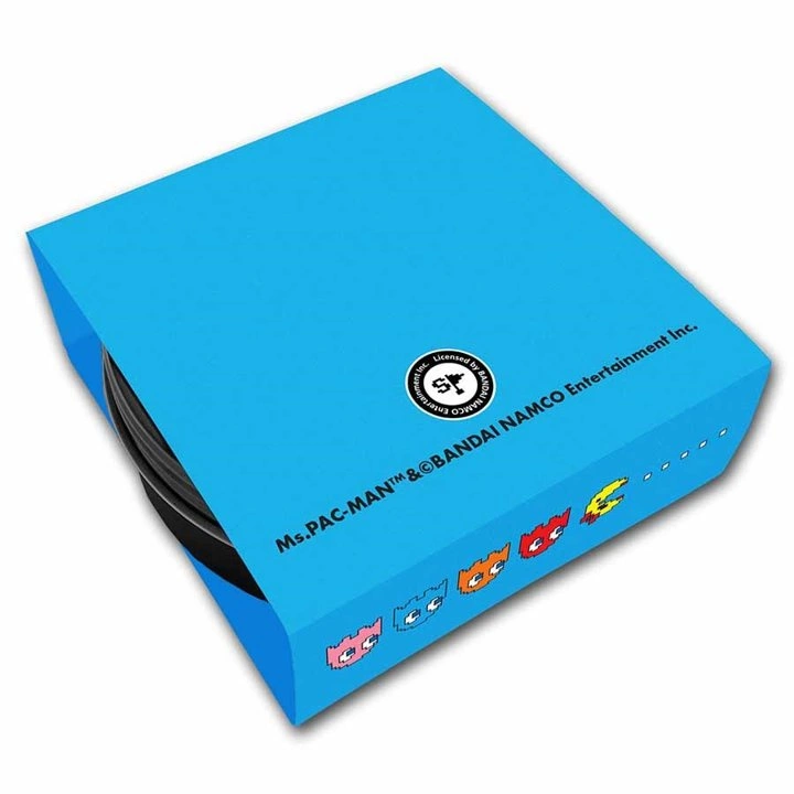 Niue: Ms.PAC-MAN kolorowany 1 uncja Srebra 2022 Proof Shaped Coin