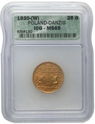 Wolne Miasto Gdańsk 25 Guldenów 1930 MS65 ICG