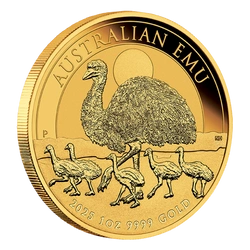 Australijski Emu 1 uncja Złota 2025 MS 70 NGC First Day of Issue