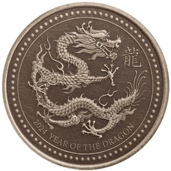 Samoa: Year of the Dragon 2 uncje Srebra 2024 Antiqued Coin 