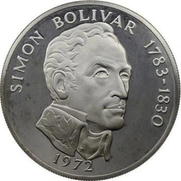 Panama: Simon Bolivar Srebro 20 Balboas 1972-1976