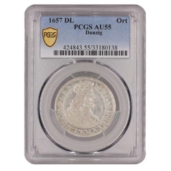 Jan II Kazimierz. Ort Gdańsk 1657 DL PCGS AU55