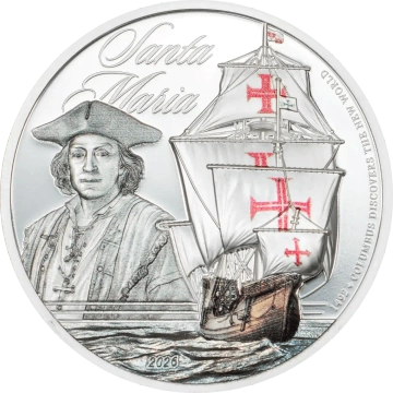 Cook Islands: Legends of the Seas – Santa Maria kolorowany 1 uncja Srebra 2026 Proof 