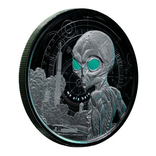 Ghana: Alien kolorowany 1 uncja Srebra 2021 Proof