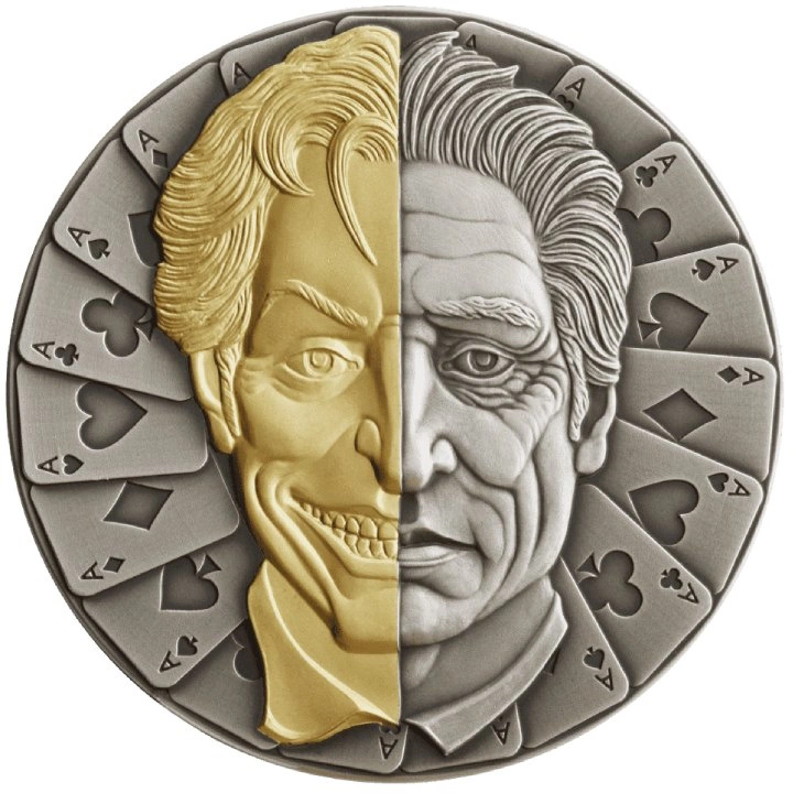 Niue: Mask pozłacana $5 Srebro 2021 High Relief Antiqued Coin