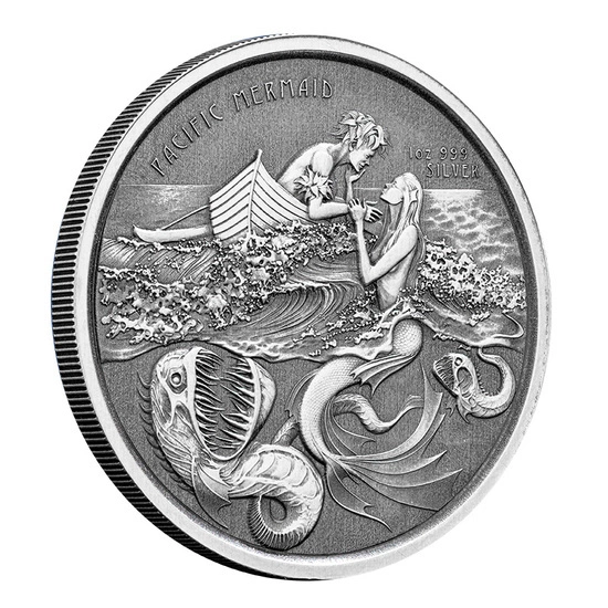 Samoa: Pacific Mermaid 1 uncja Srebra 2021 Antique Coin