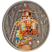 Niue: Fairy Tales - Jaś i Małgosia kolorowany $1 Srebro 2023 High Relief Antiqued Coin